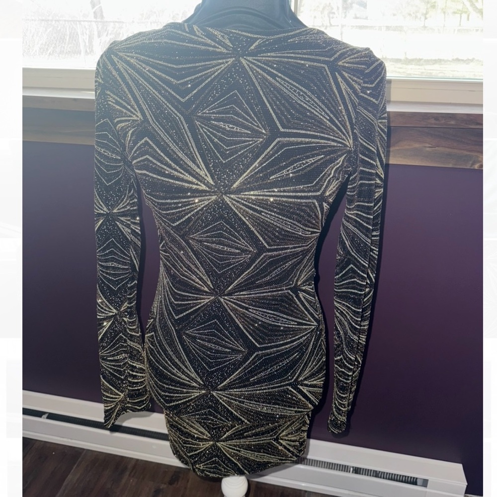 NWT Windsor black and gold glitter mini formal dress